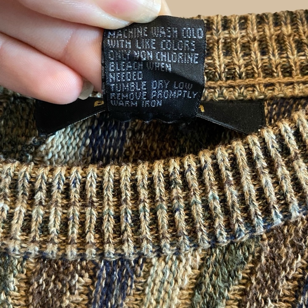 Vintage Bachrach Coogi Style Knit Textured Print Crewneck Sweater - Picture 8 of 8
